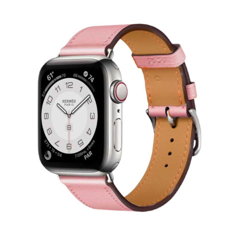 Кожаный ремешок Hermes New Leather на Apple Watch 38/40/41mm Pink powder Кожаный ремешок Hermes New Leather на Apple Watch 38/40/41mm Pink powder